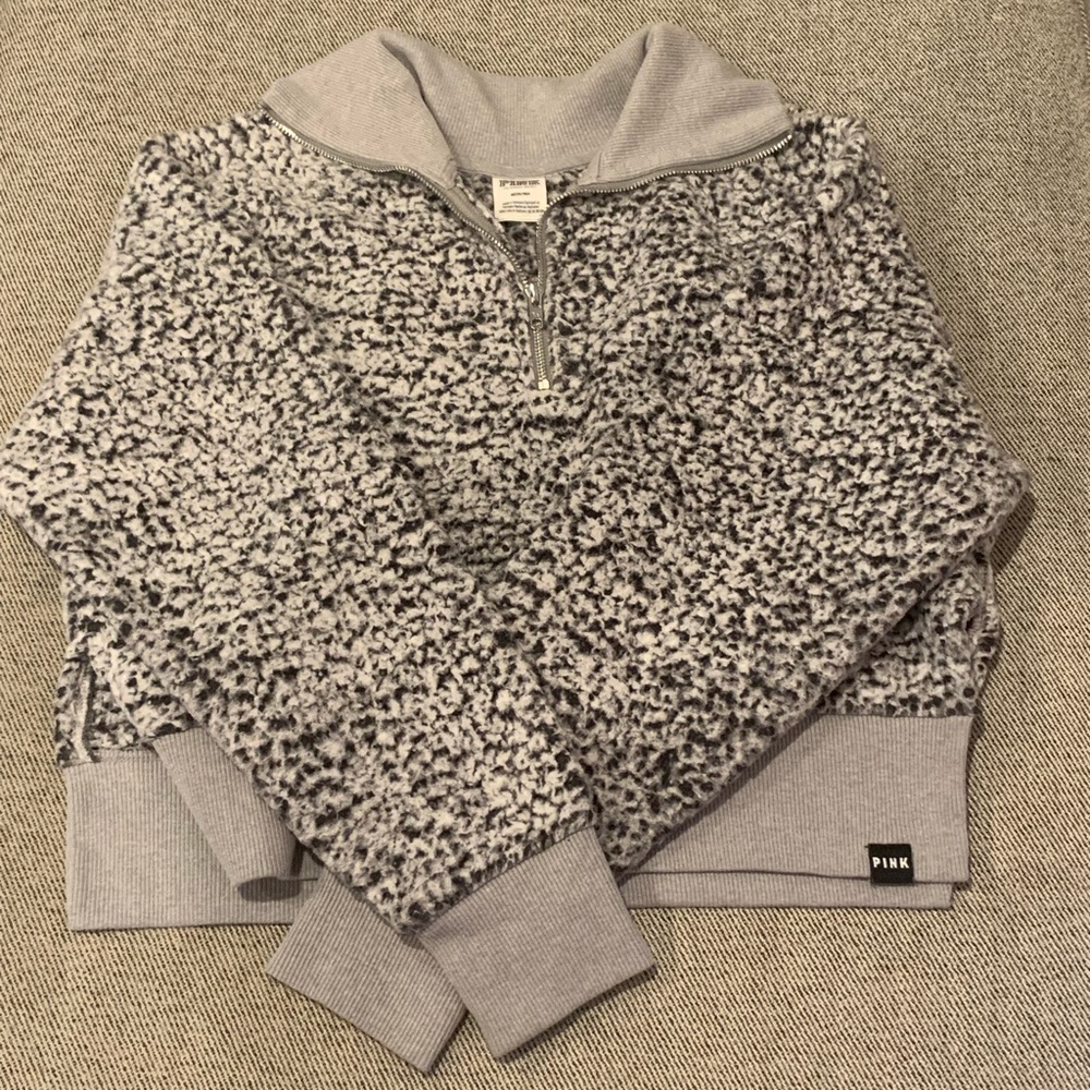 PINK Sherpa Crop Sweater